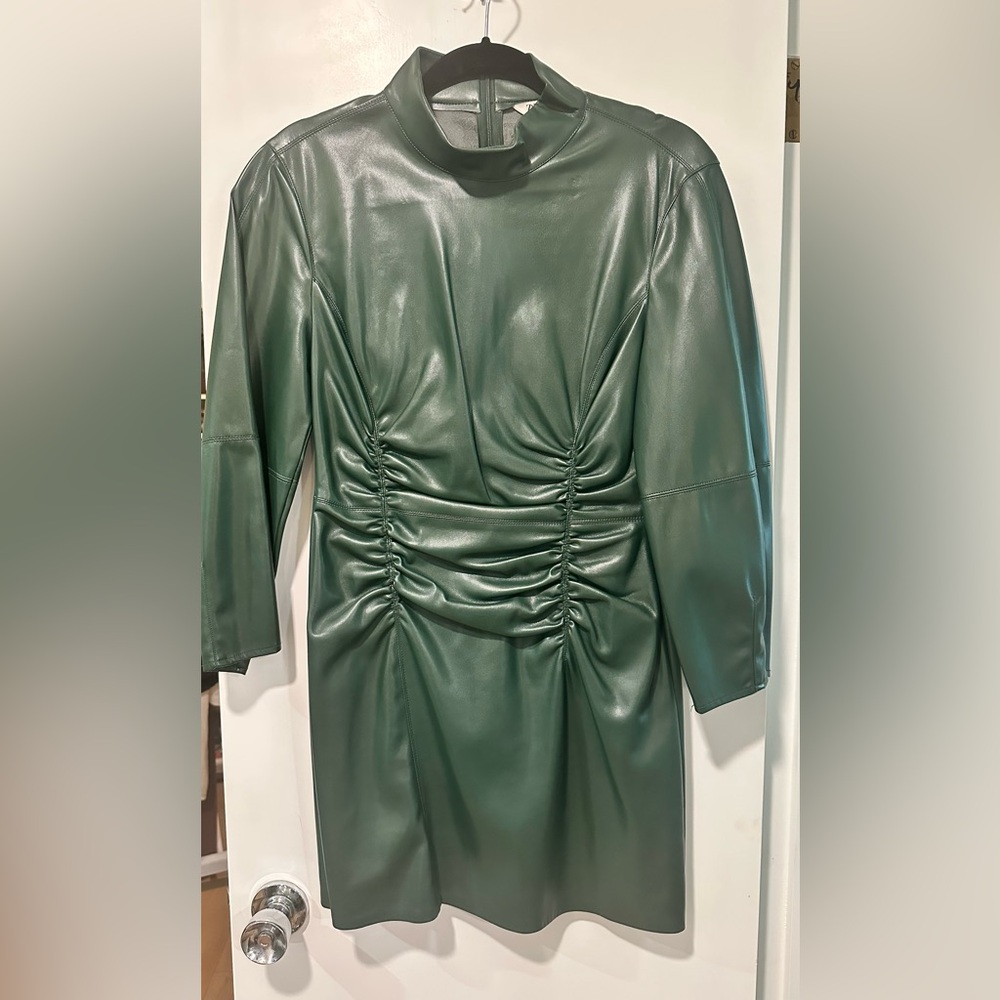 Long Sleeve Mini Faux Leather Dress